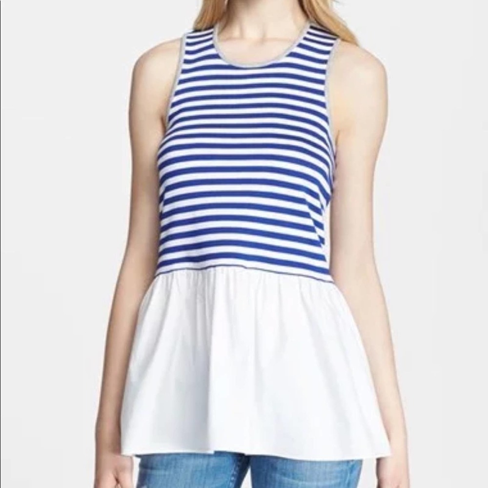 Tibi Striped Peplum Tank Top Purple White Size 4